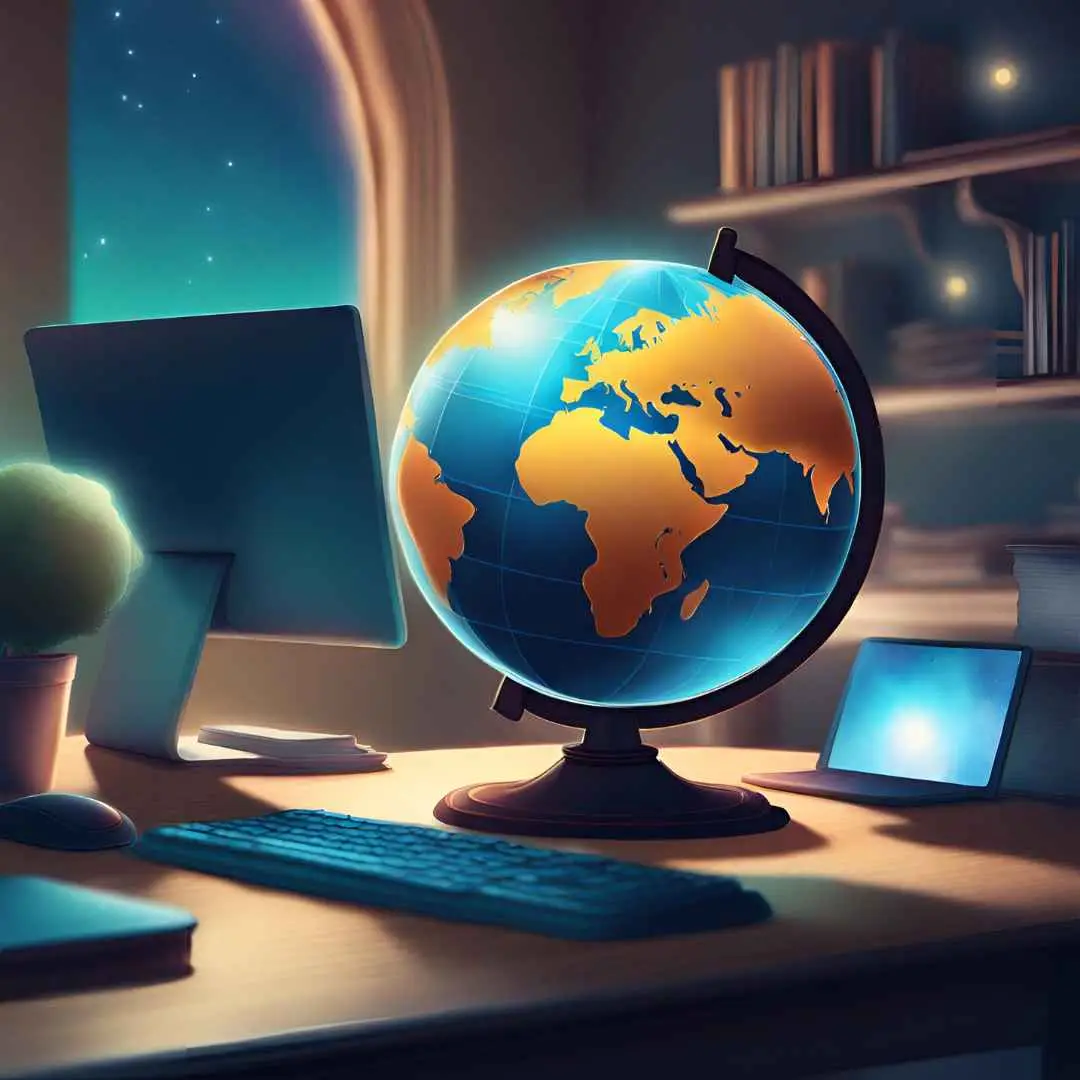 an ai image of a globe on a desk next to a computer looking for the next place to visit booking with Valhalla Travel